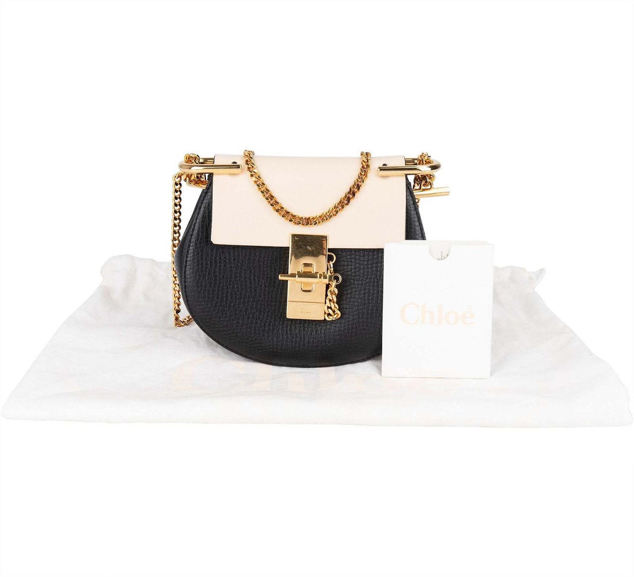 Chloé Chloé Bicolor Leather Drew Mini Crossbody Bag Zwart