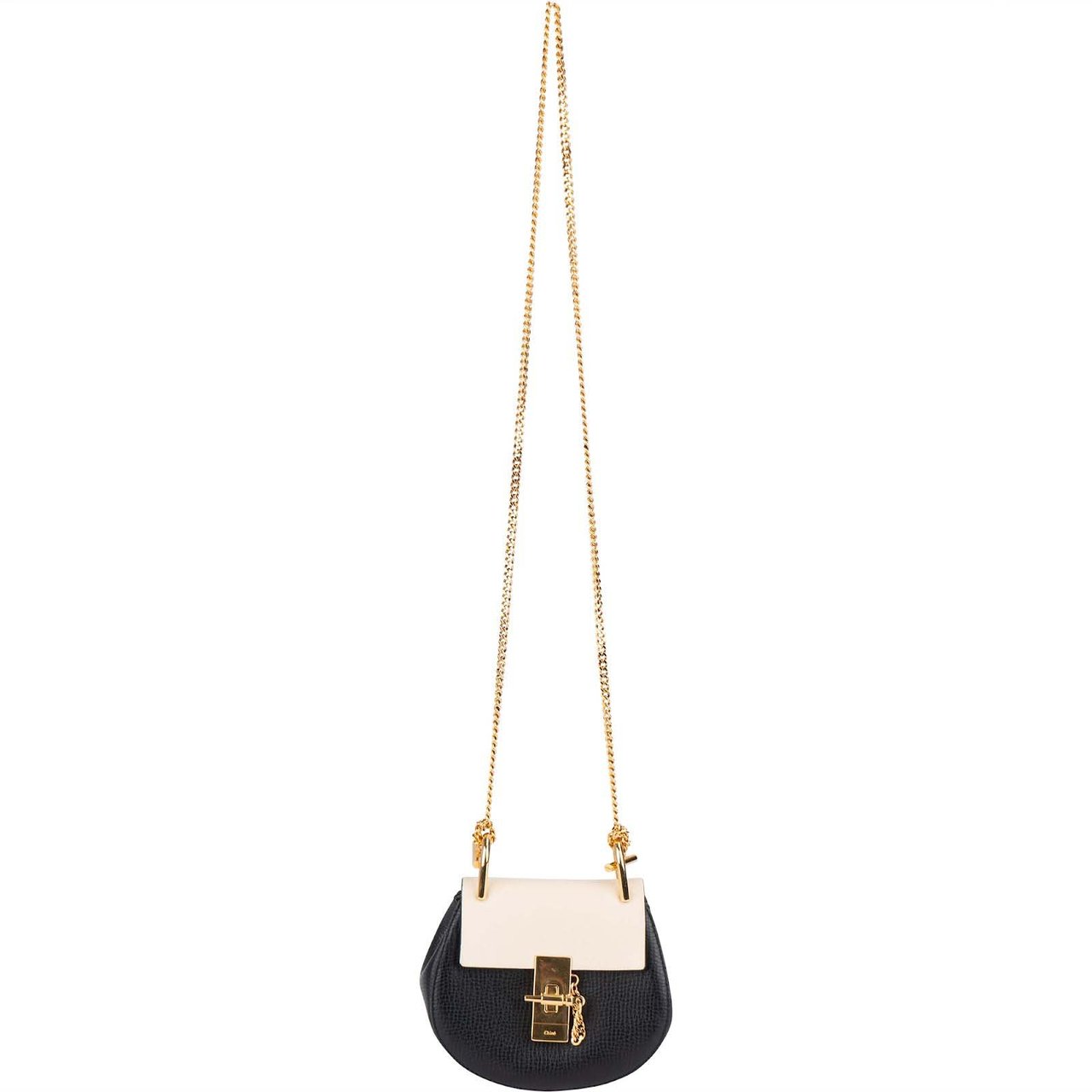 Chloé Chloé Bicolor Leather Drew Mini Crossbody Bag Zwart