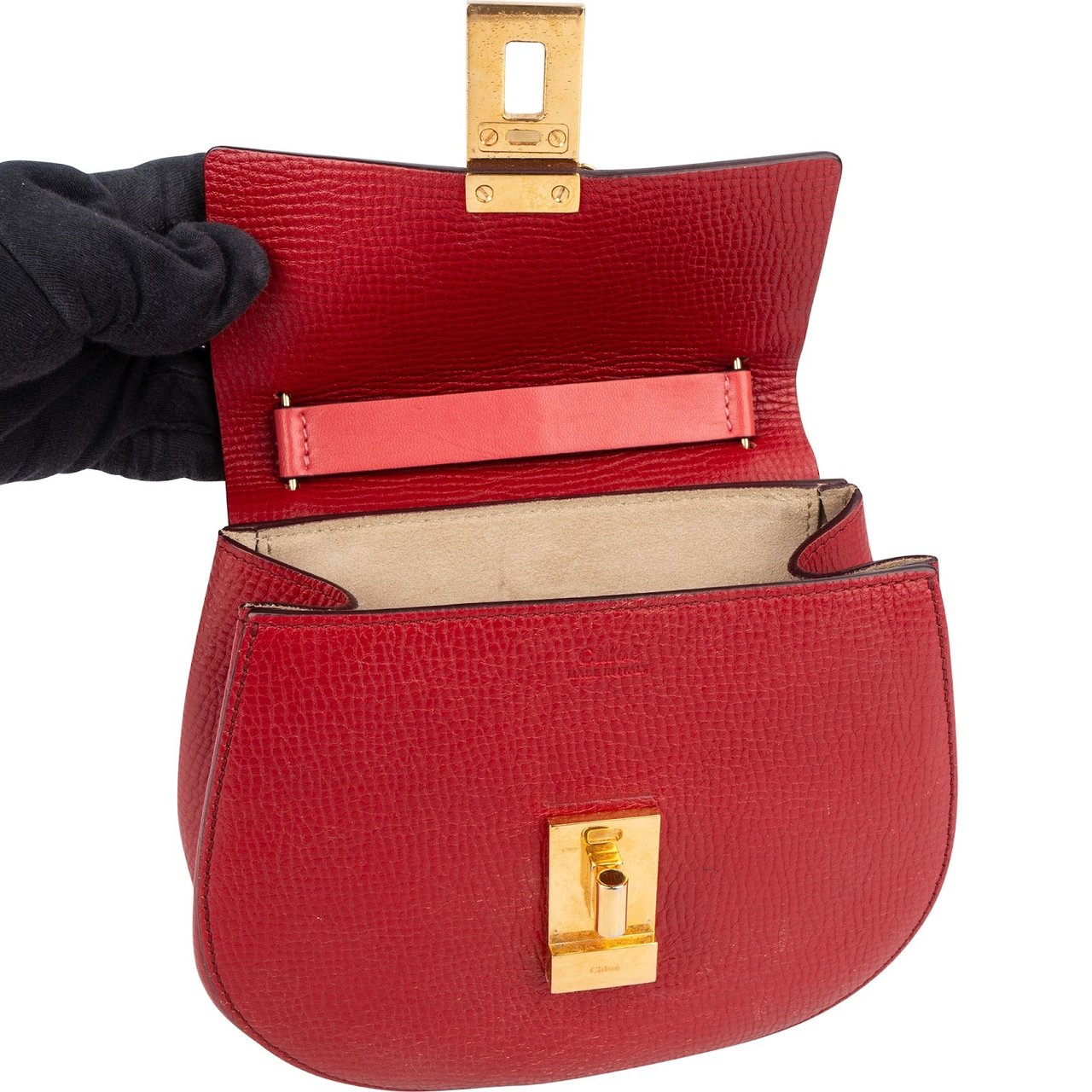 Chloé Chloé Red Leather Drew Crossbody Bag Rood