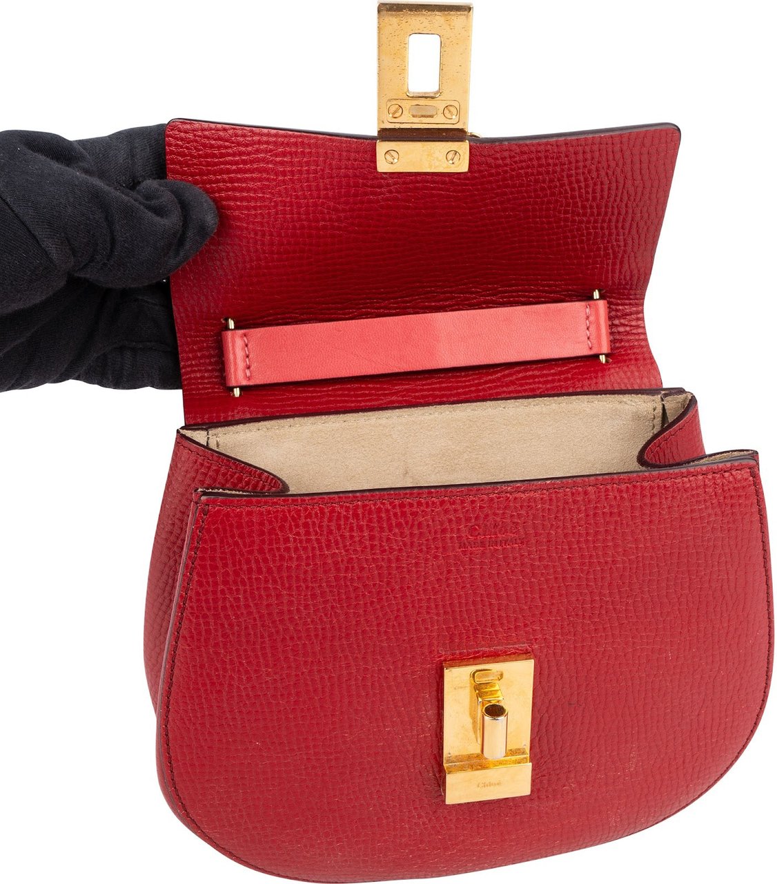 Chloé Red Leather Drew Crossbody Bag Divers