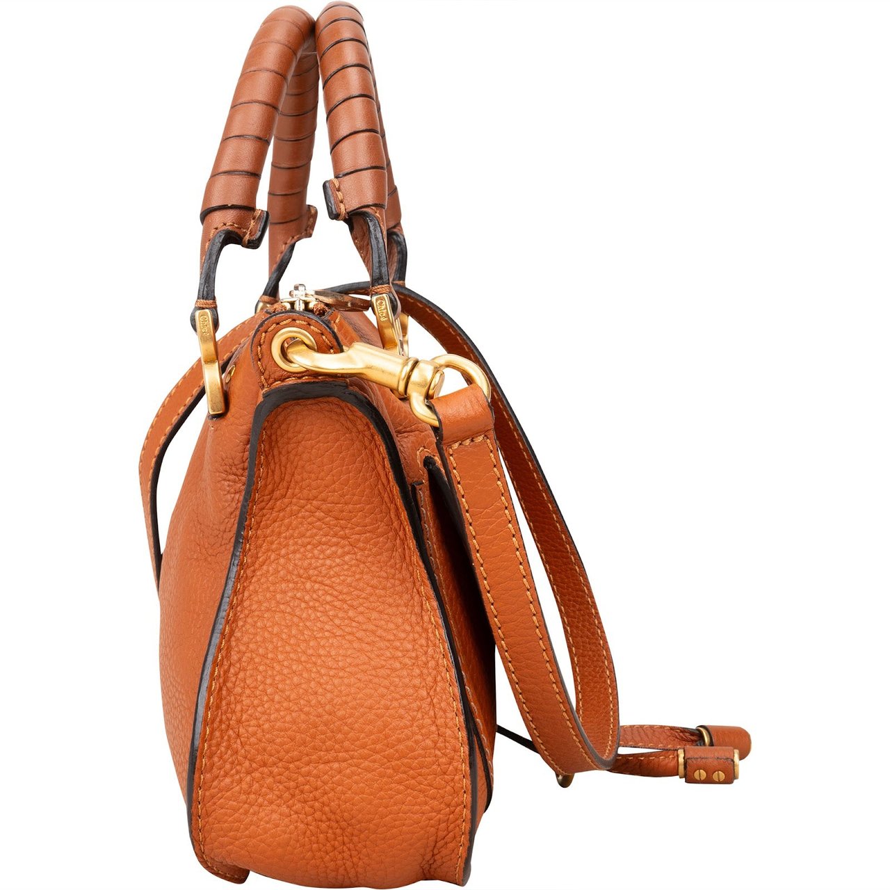 Chloé Chloé Grained Calfskin Small Marcie Handbag Bruin