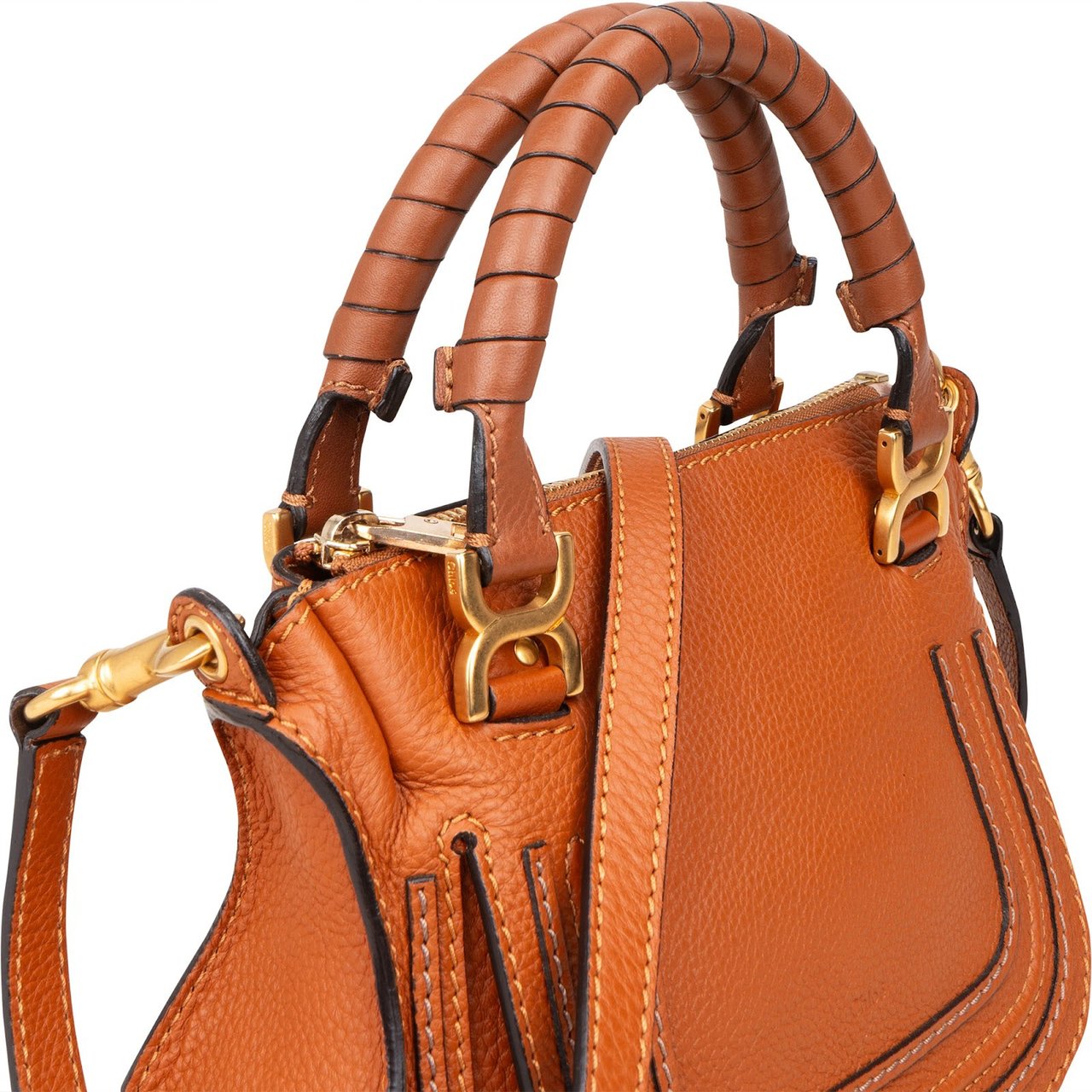 Chloé Chloé Grained Calfskin Small Marcie Handbag Bruin