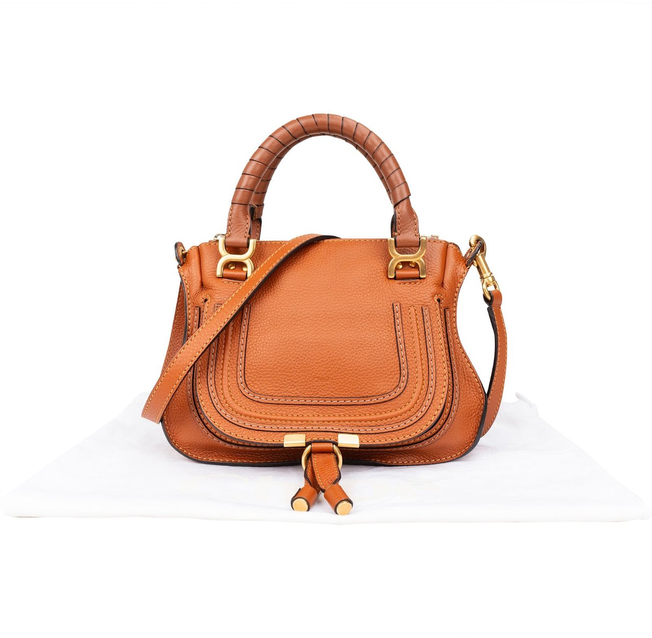 Chloé Chloé Grained Calfskin Small Marcie Handbag Bruin