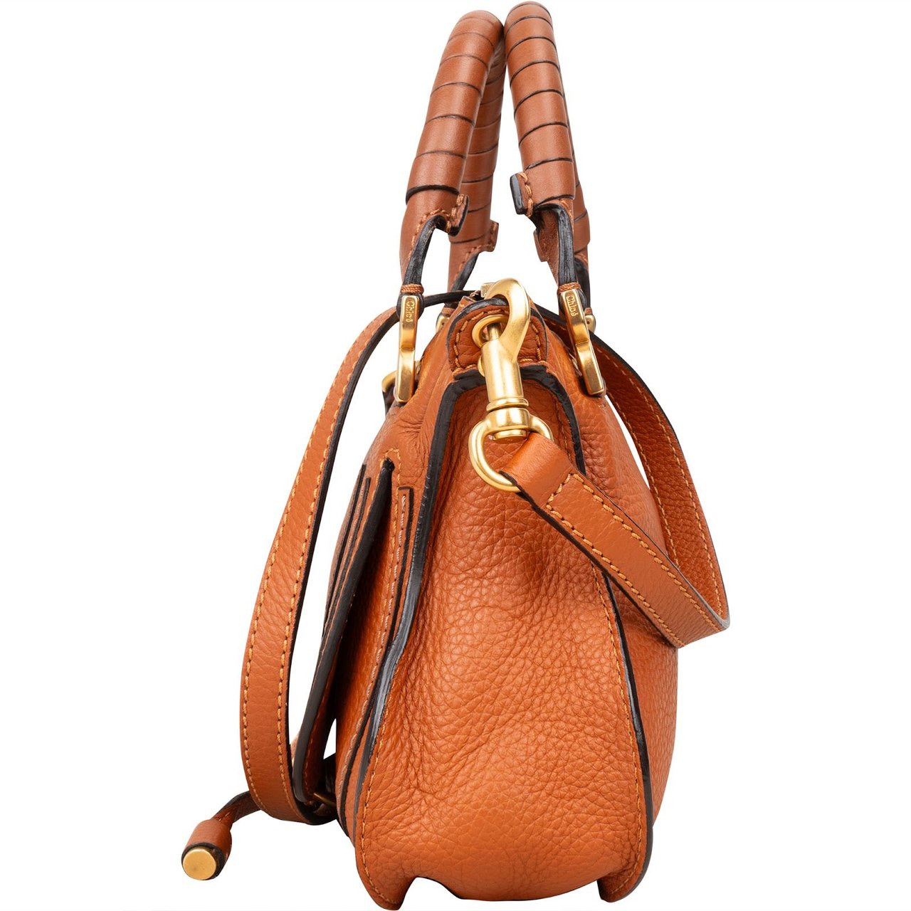 Chloé Chloé Grained Calfskin Small Marcie Handbag Bruin