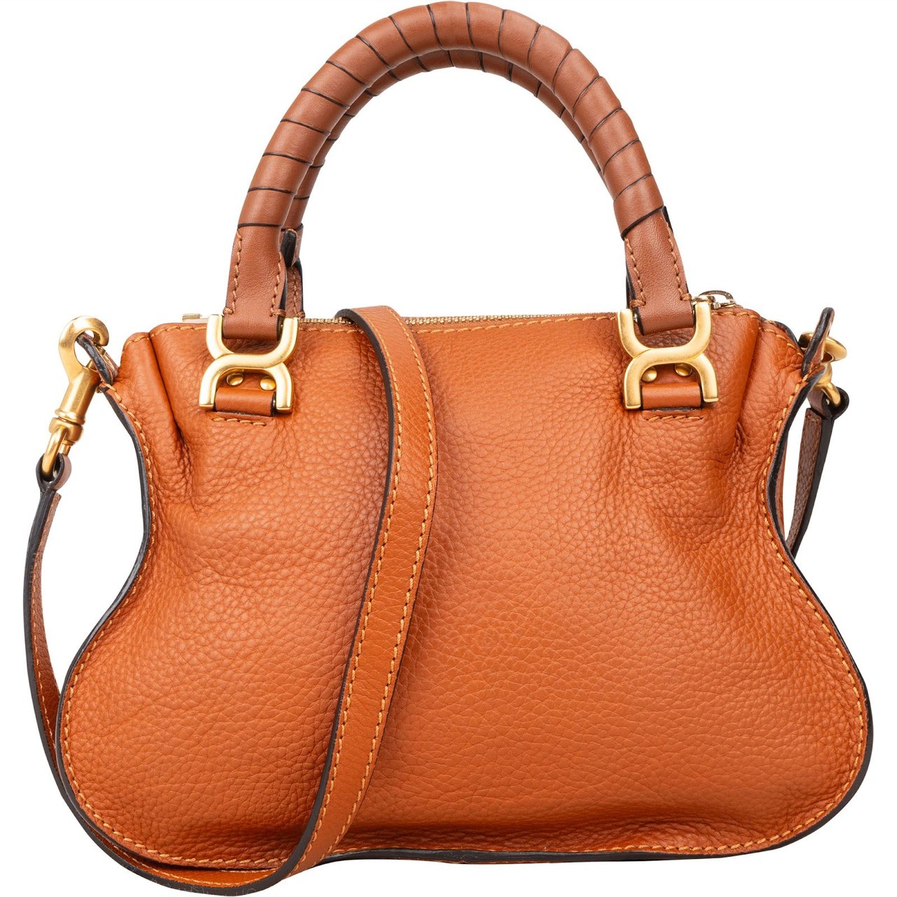 Chloé Chloé Grained Calfskin Small Marcie Handbag Bruin