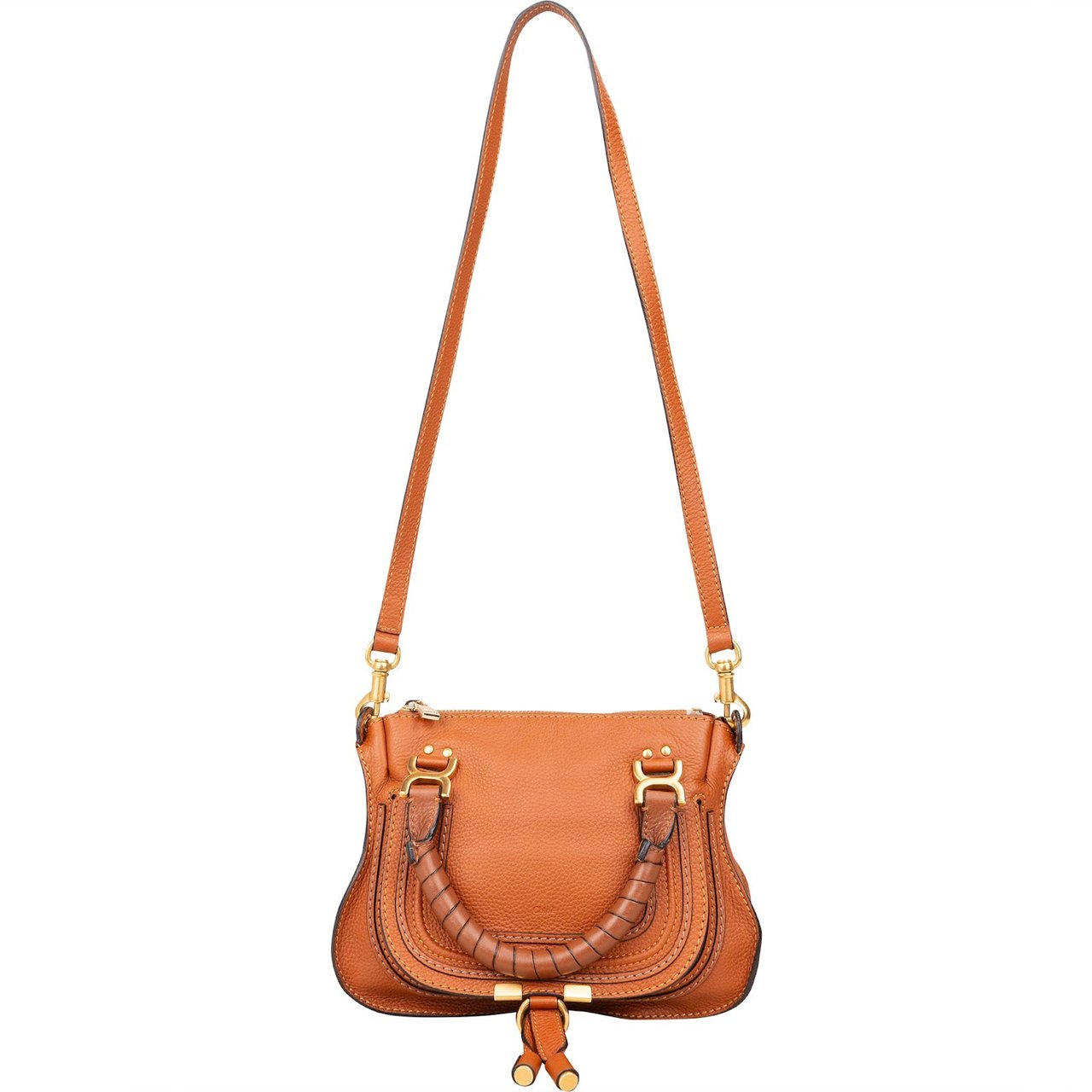 Chloé Chloé Grained Calfskin Small Marcie Handbag Bruin