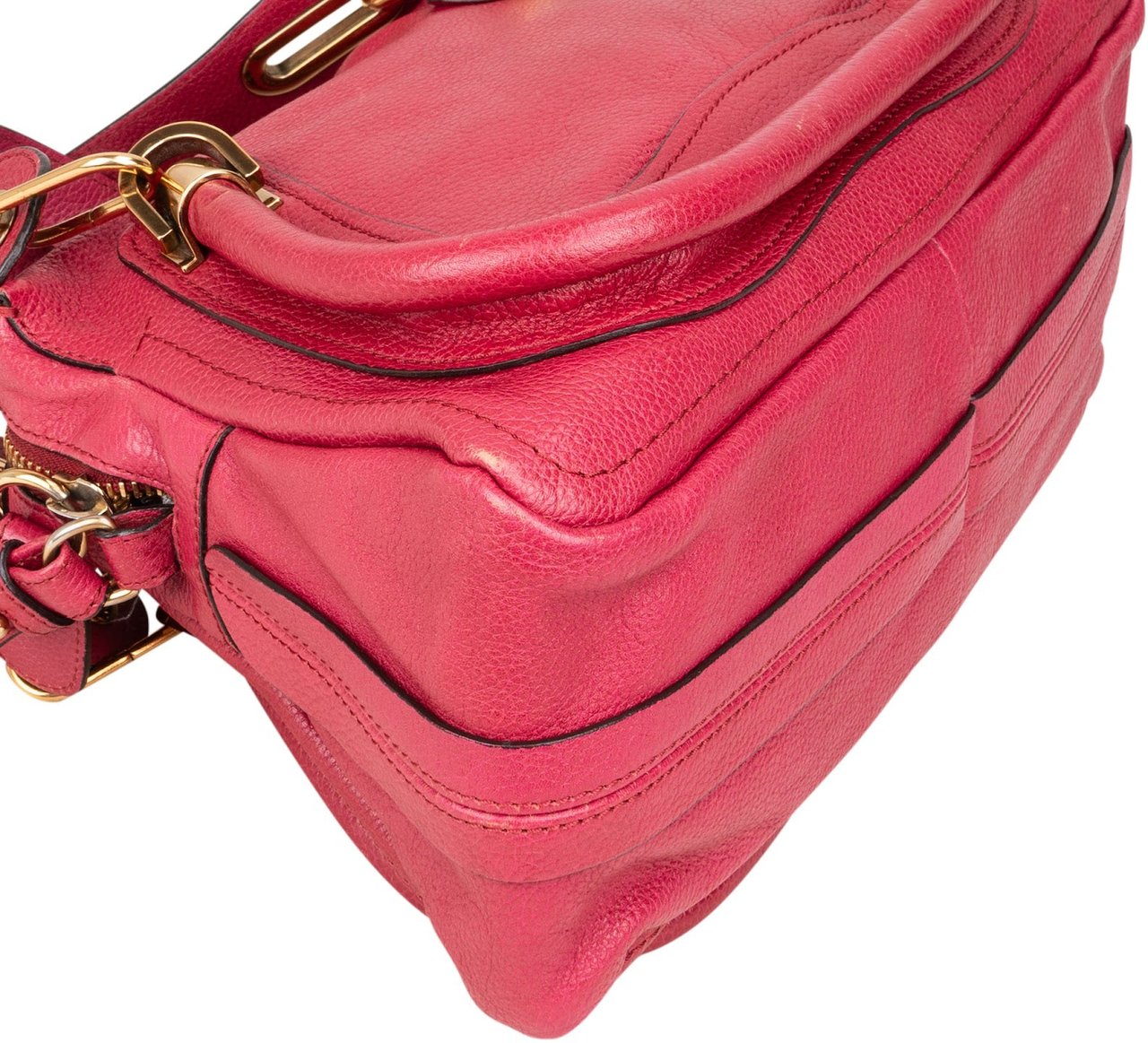 Chloé Chloé Pink Grained Leather Paraty Crossbody Bag Rood