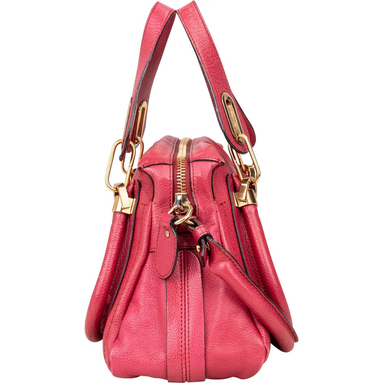 Chloé Chloé Pink Grained Leather Paraty Crossbody Bag Rood