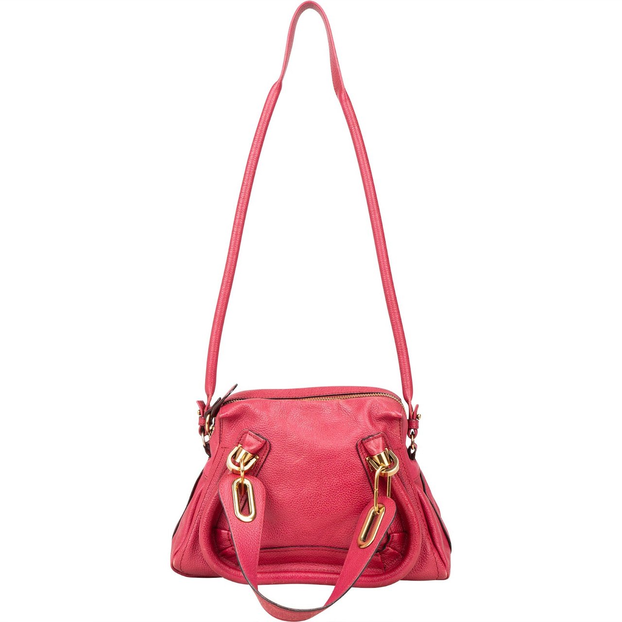 Chloé Chloé Pink Grained Leather Paraty Crossbody Bag Rood