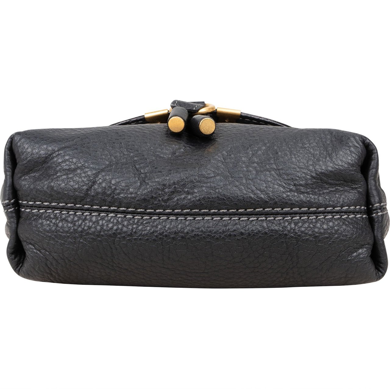 Chloé Chloé Black Grained Calfskin Leather Marcie Mini Saddle Crossbody Bag Zwart