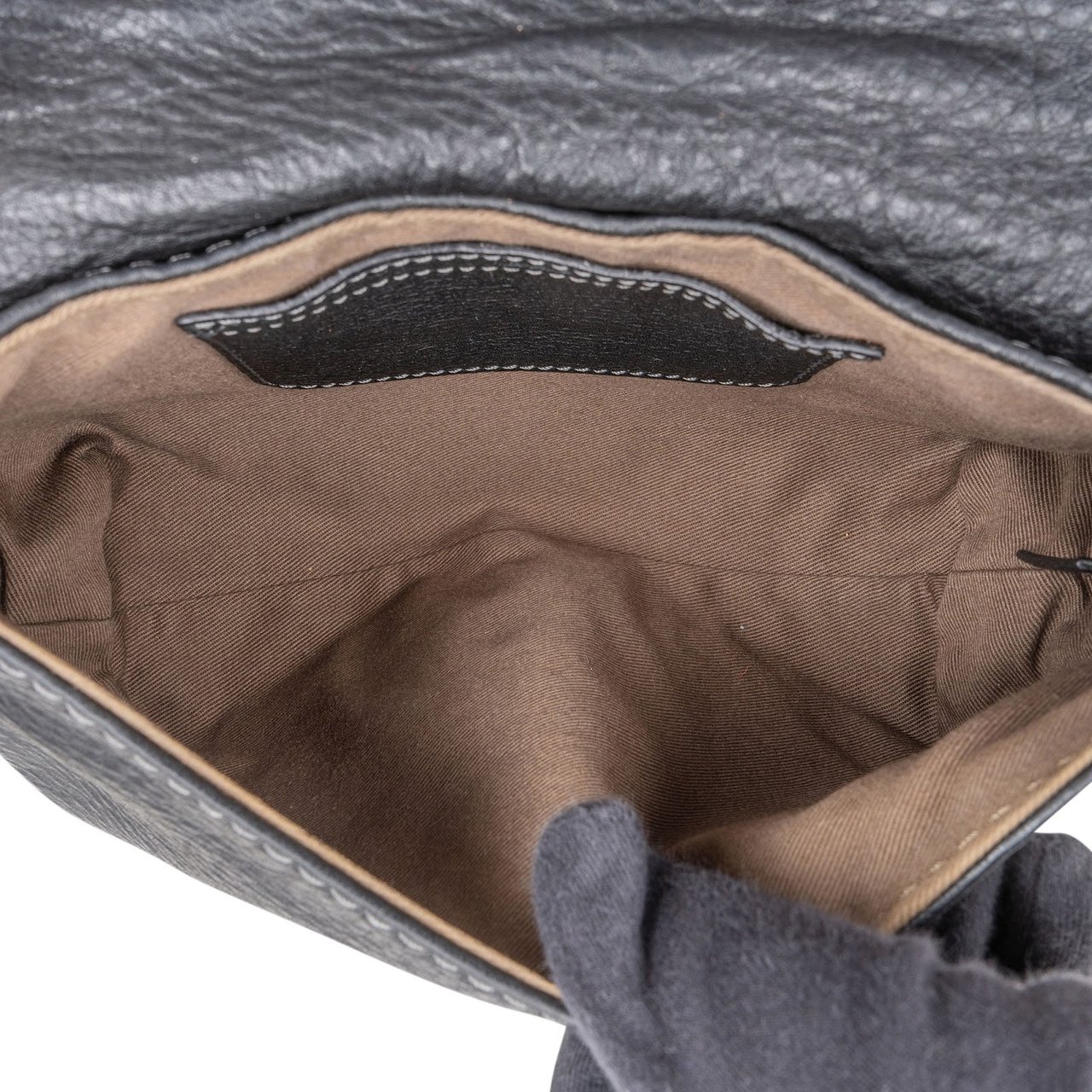 Chloé Chloé Black Grained Calfskin Leather Marcie Mini Saddle Crossbody Bag Zwart