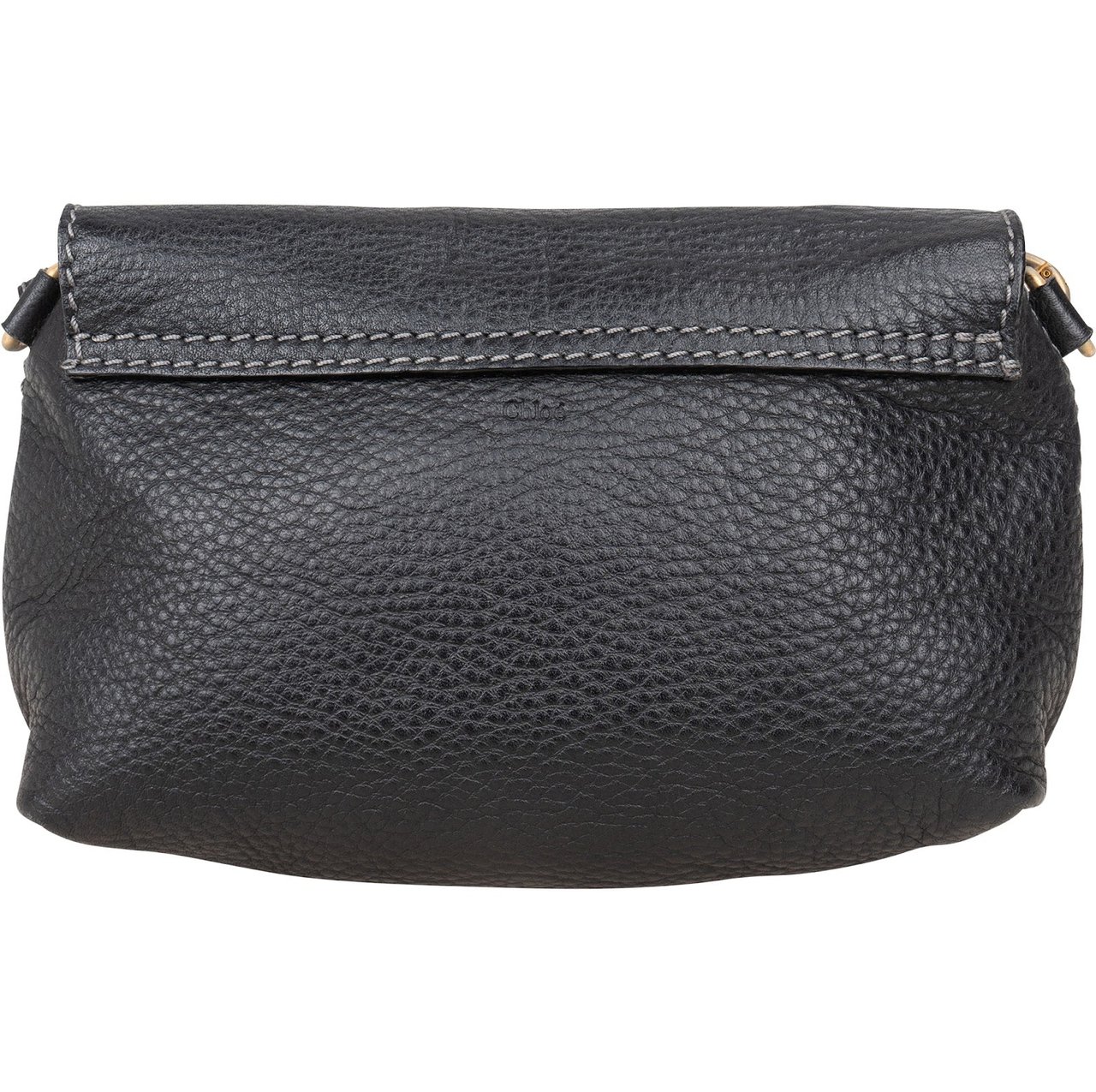 Chloé Chloé Black Grained Calfskin Leather Marcie Mini Saddle Crossbody Bag Zwart