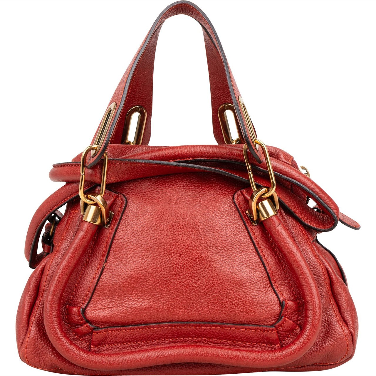 Chloé Chloé Pebbled Leather Paraty Handbag Rood