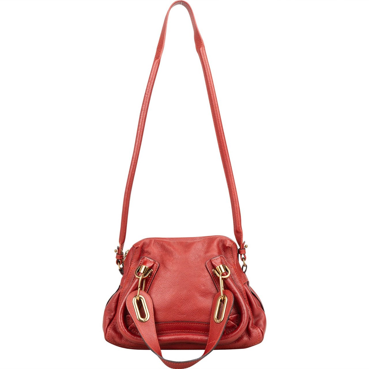 Chloé Chloé Pebbled Leather Paraty Handbag Rood