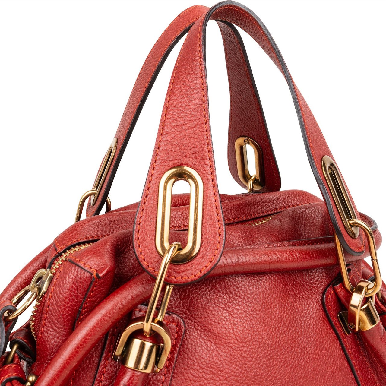 Chloé Chloé Pebbled Leather Paraty Handbag Rood