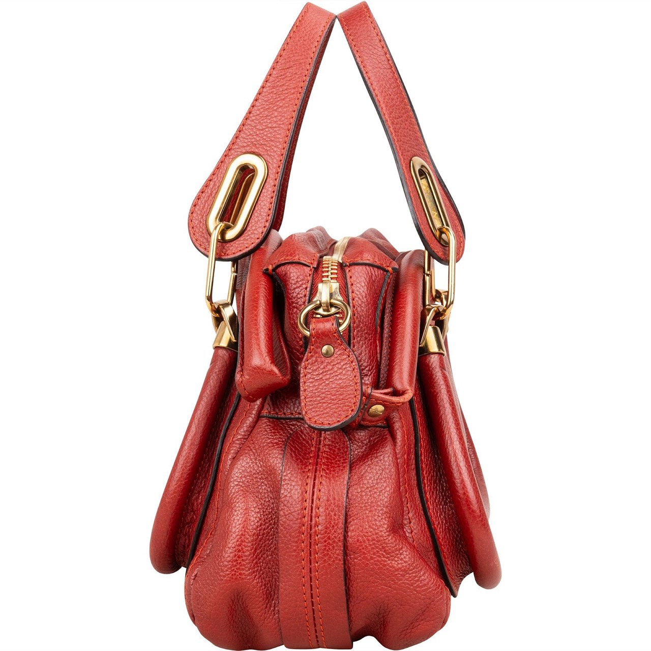 Chloé Chloé Pebbled Leather Paraty Handbag Rood