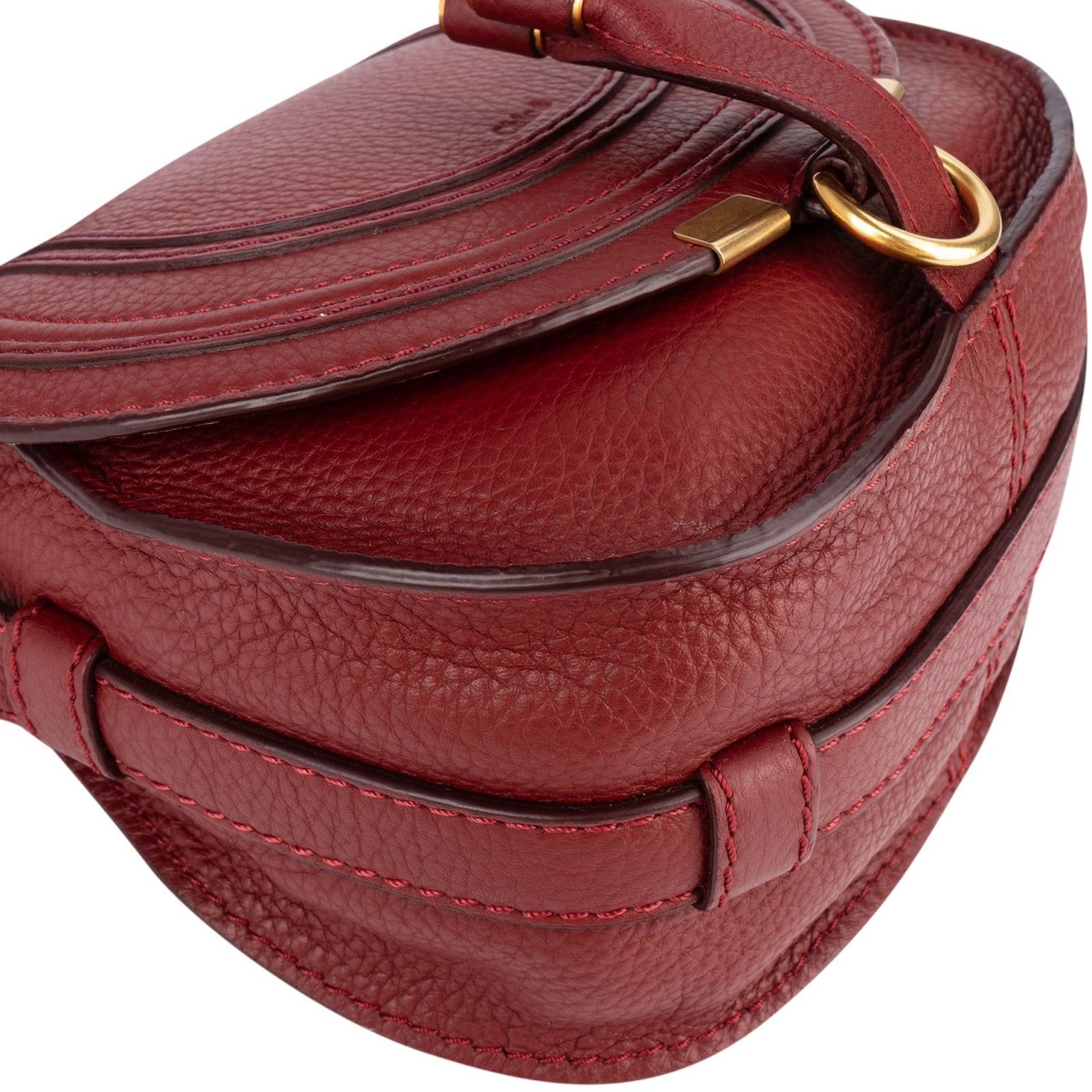 Chloé Chloé Grained Calfskin Mini Marcie Crossbody Bag Rood