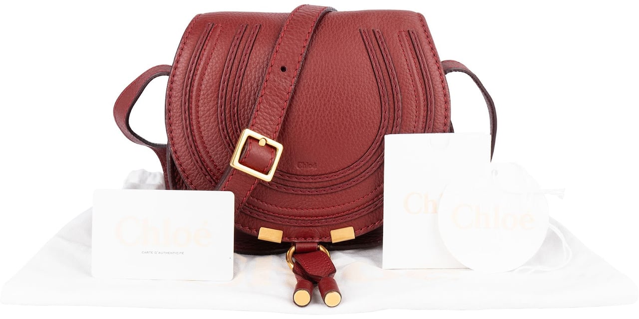 Chloé Chloé Grained Calfskin Mini Marcie Crossbody Bag Rood