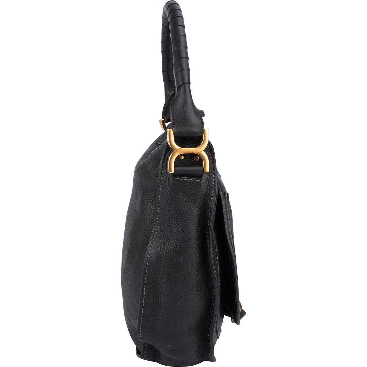 Chloé Chloé Grained Leather Marcie Hobo Shoulder Bag Zwart
