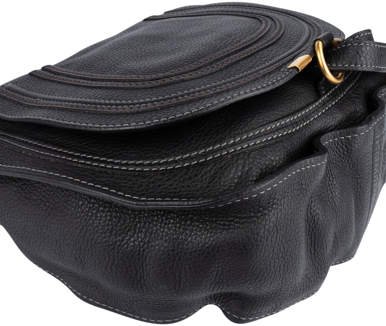 Chloé Chloé Grained Leather Marcie Hobo Shoulder Bag Zwart