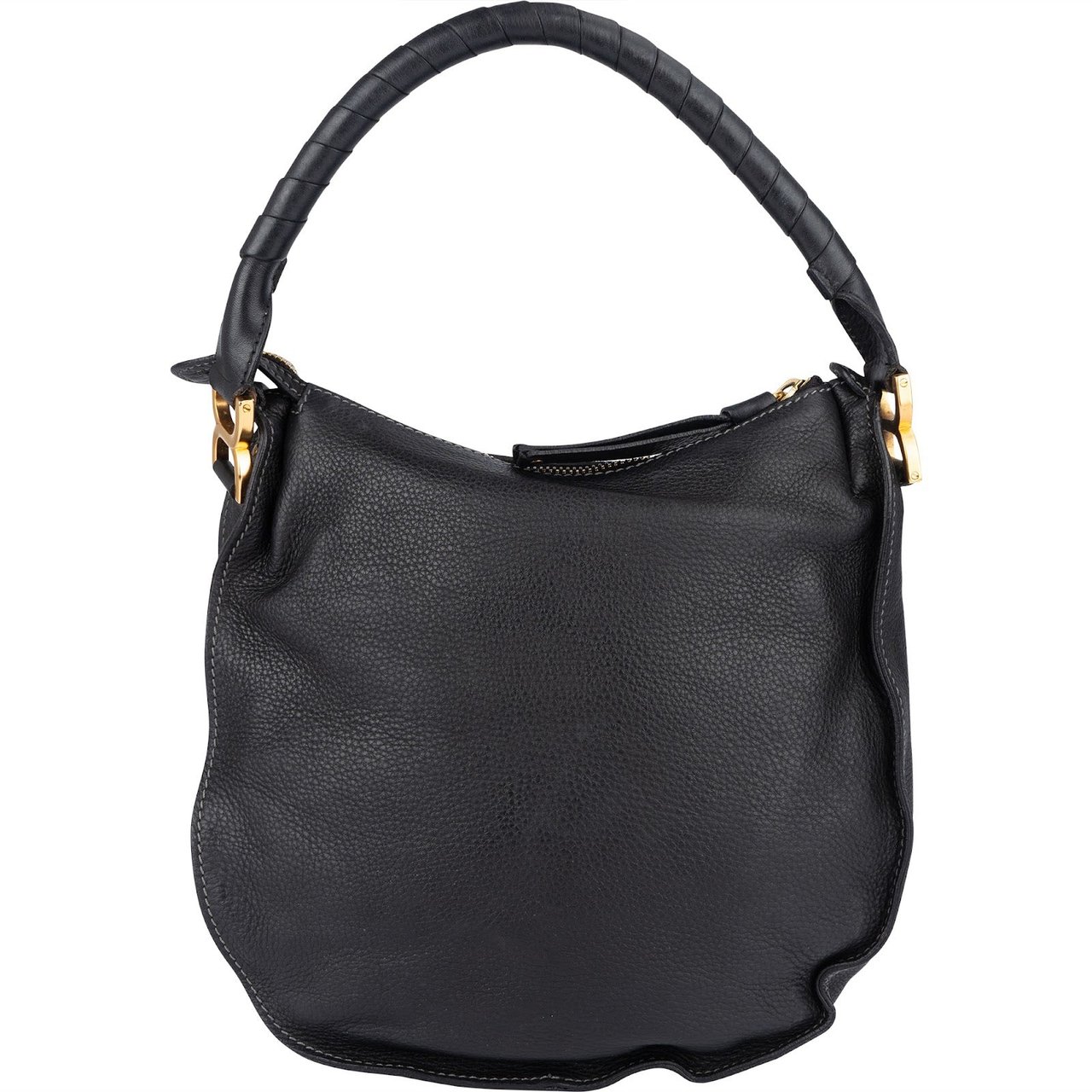 Chloé Chloé Grained Leather Marcie Hobo Shoulder Bag Zwart