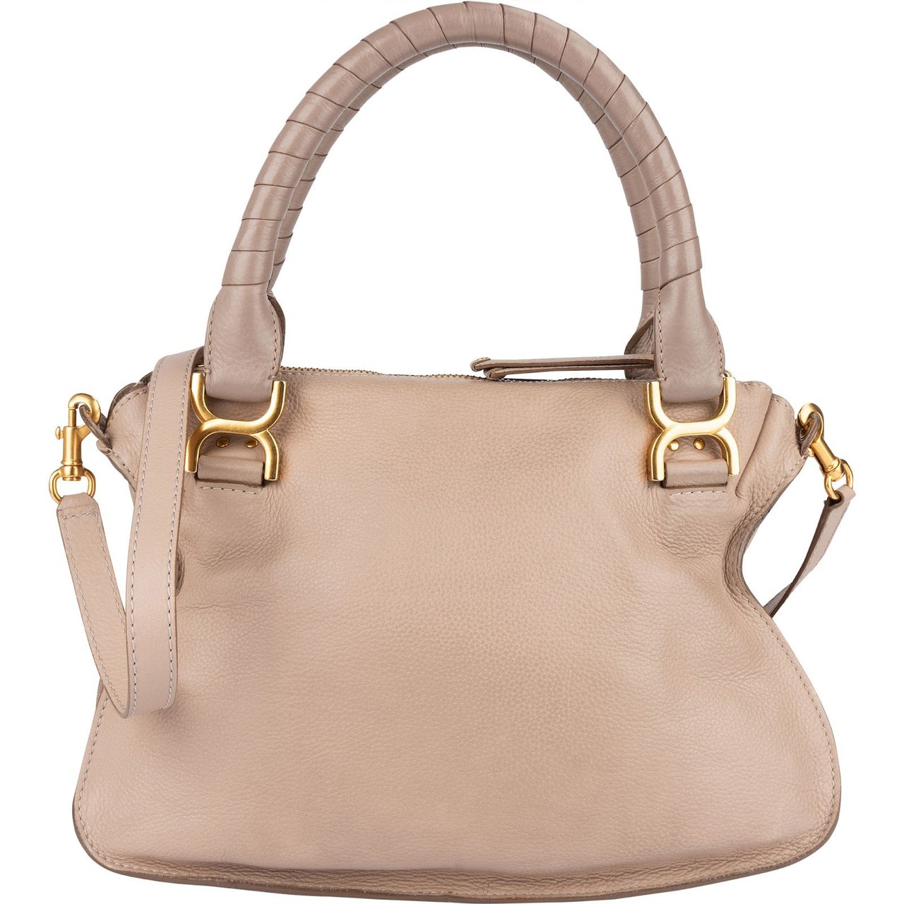Chloé Chloé Grained Leather Marcie Porte Epaule Hobo Handbag Beige