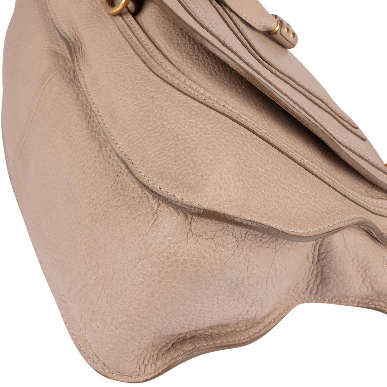 Chloé Chloé Grained Leather Marcie Porte Epaule Hobo Handbag Beige