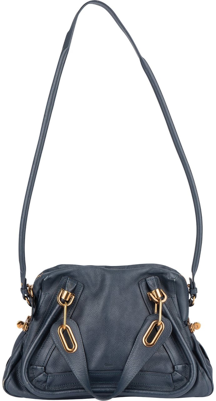 Chloé Chloé Bleu Grained Leather Paraty Handbag Navy