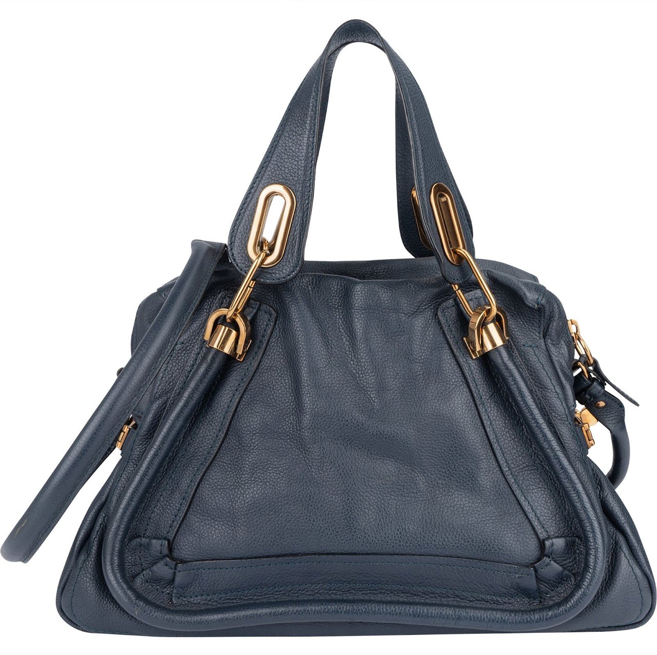Chloé Chloé Bleu Grained Leather Paraty Handbag Navy