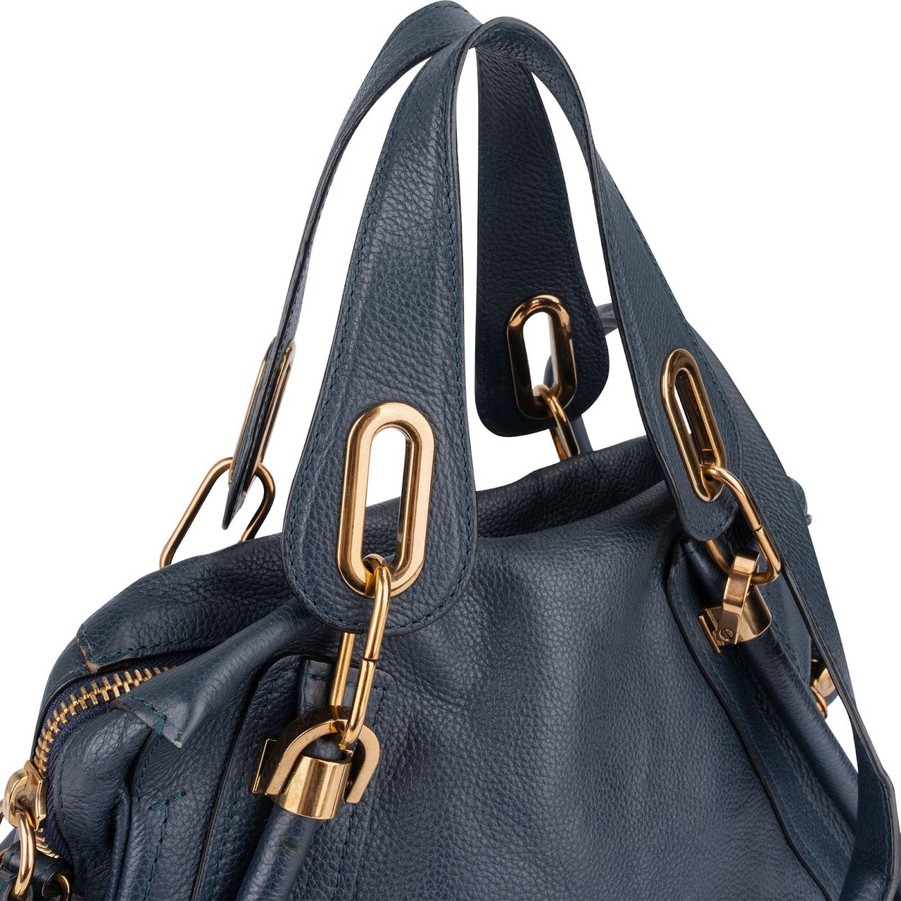 Chloé Chloé Bleu Grained Leather Paraty Handbag Navy