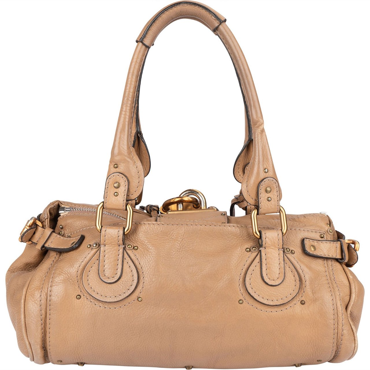 Chloé Chloé Grained Leather Paddington Satchel Shoulder Bag Beige