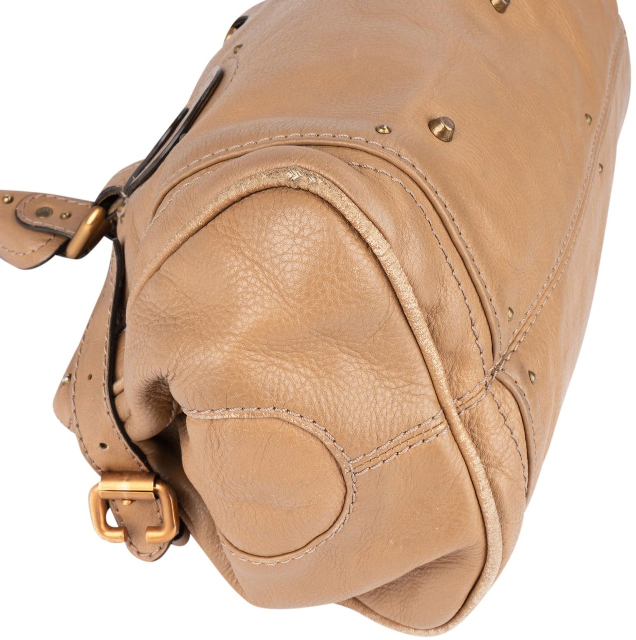 Chloé Grained Leather Paddington Satchel Shoulder Bag Beige