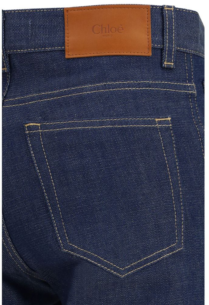 Chloé Blue Cotton Slim Fit Jeans Blauw