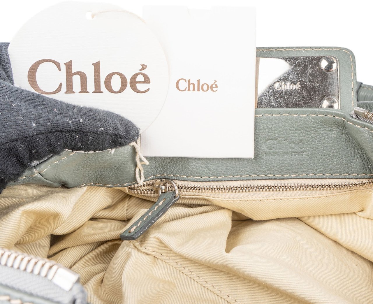 Chloé Chloé Leather Paddington Satchel Handbag Groen
