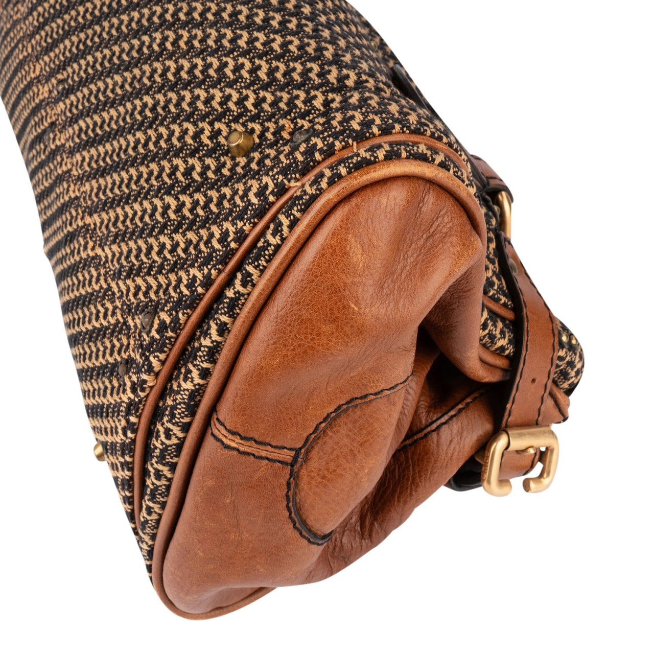 Chloé Chloé Woven Cotton Paddington Satchel Handbag Bruin