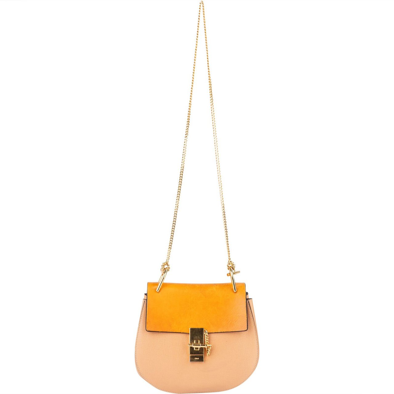 Chloé Chloé Bicolor Leather Drew Crossbody Bag Beige