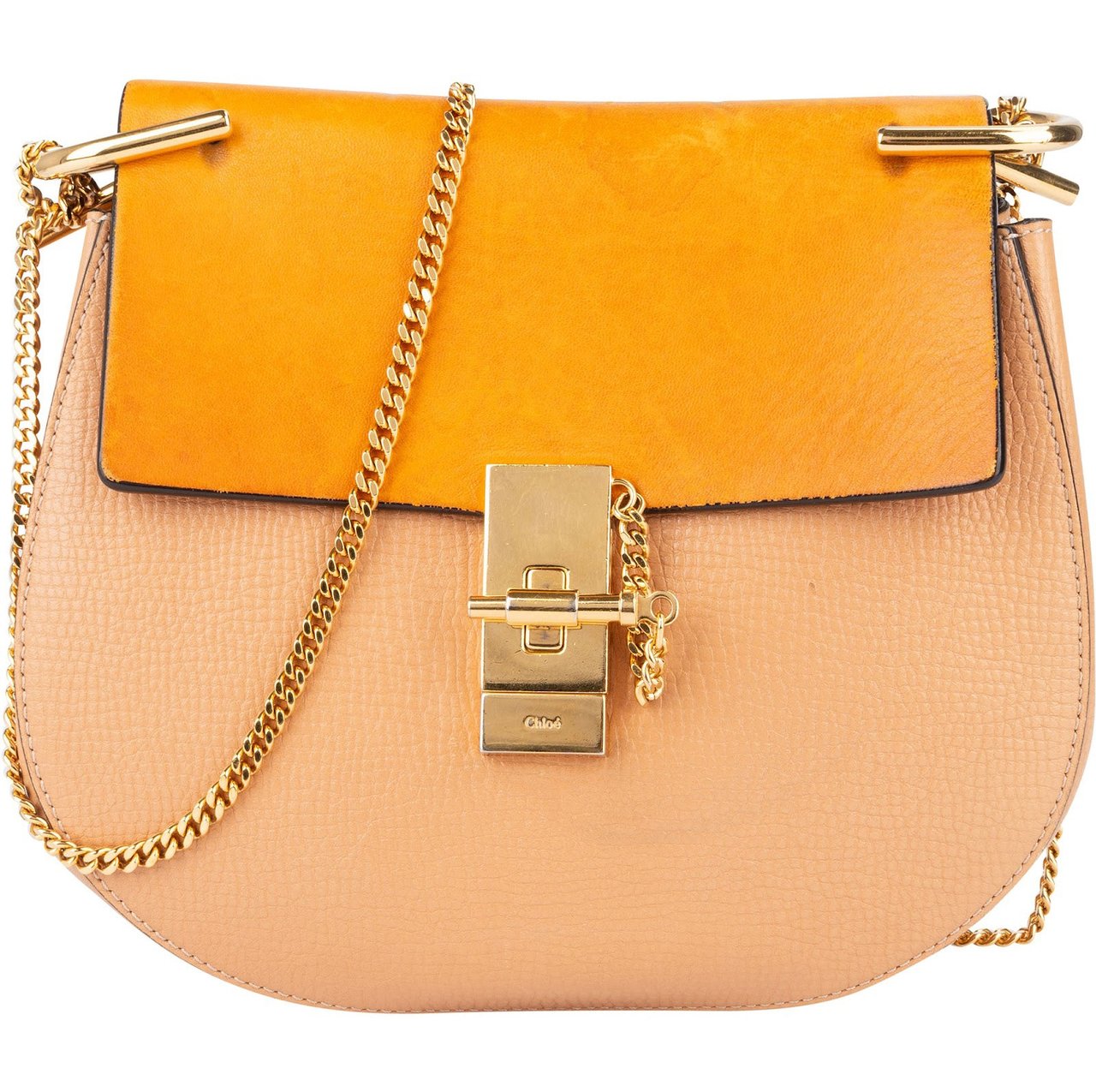 Chloé Chloé Bicolor Leather Drew Crossbody Bag Beige