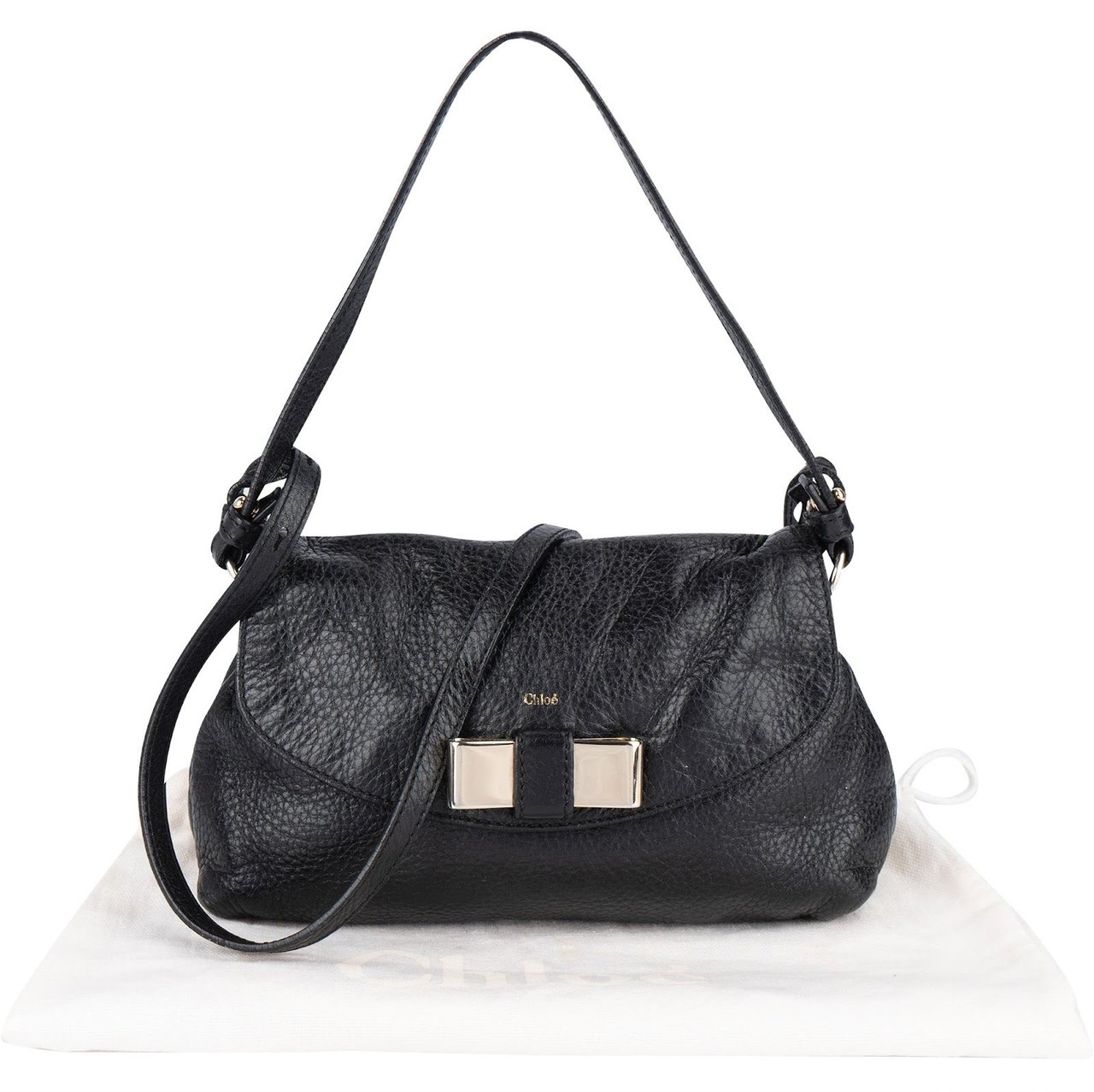 Chloé Chloé Grained Leather Lily Crossbody Bag Zwart