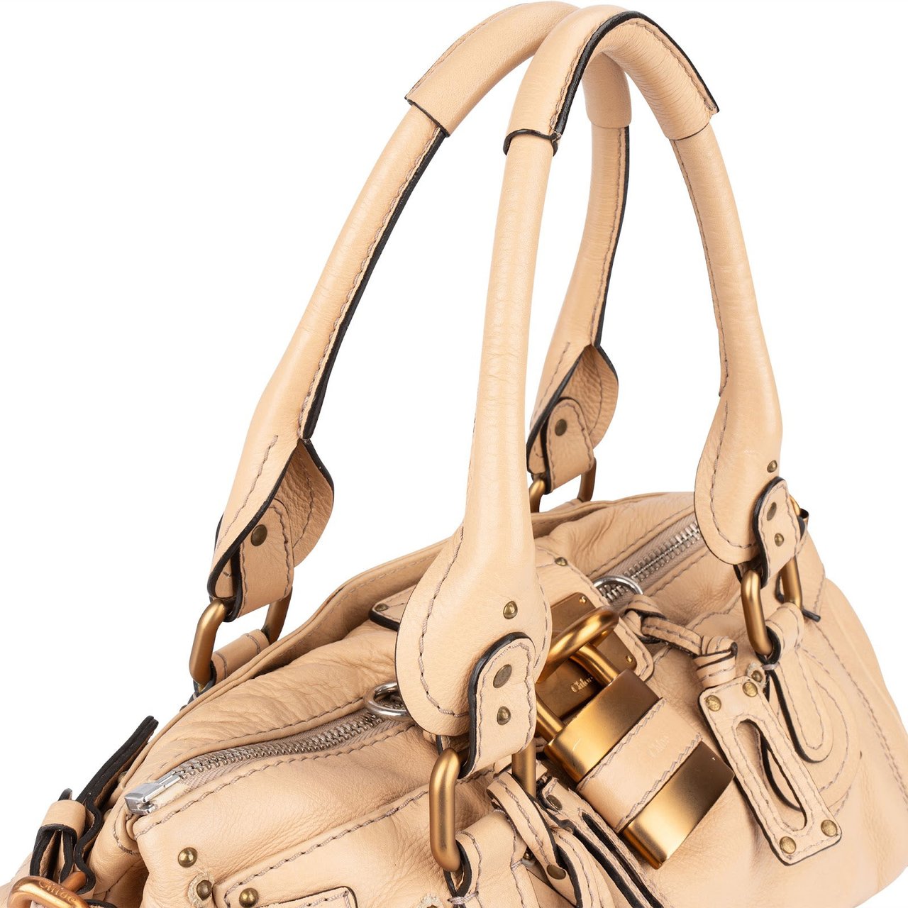 Chloé Chloé Leather Paddington Satchel Handbag Beige