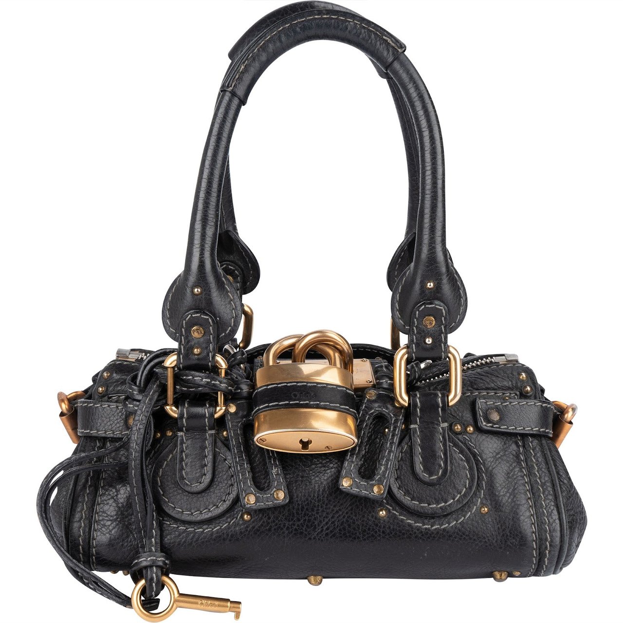 Chloé Chloé Grained Leather Small Paddington Satchel Handbag Zwart