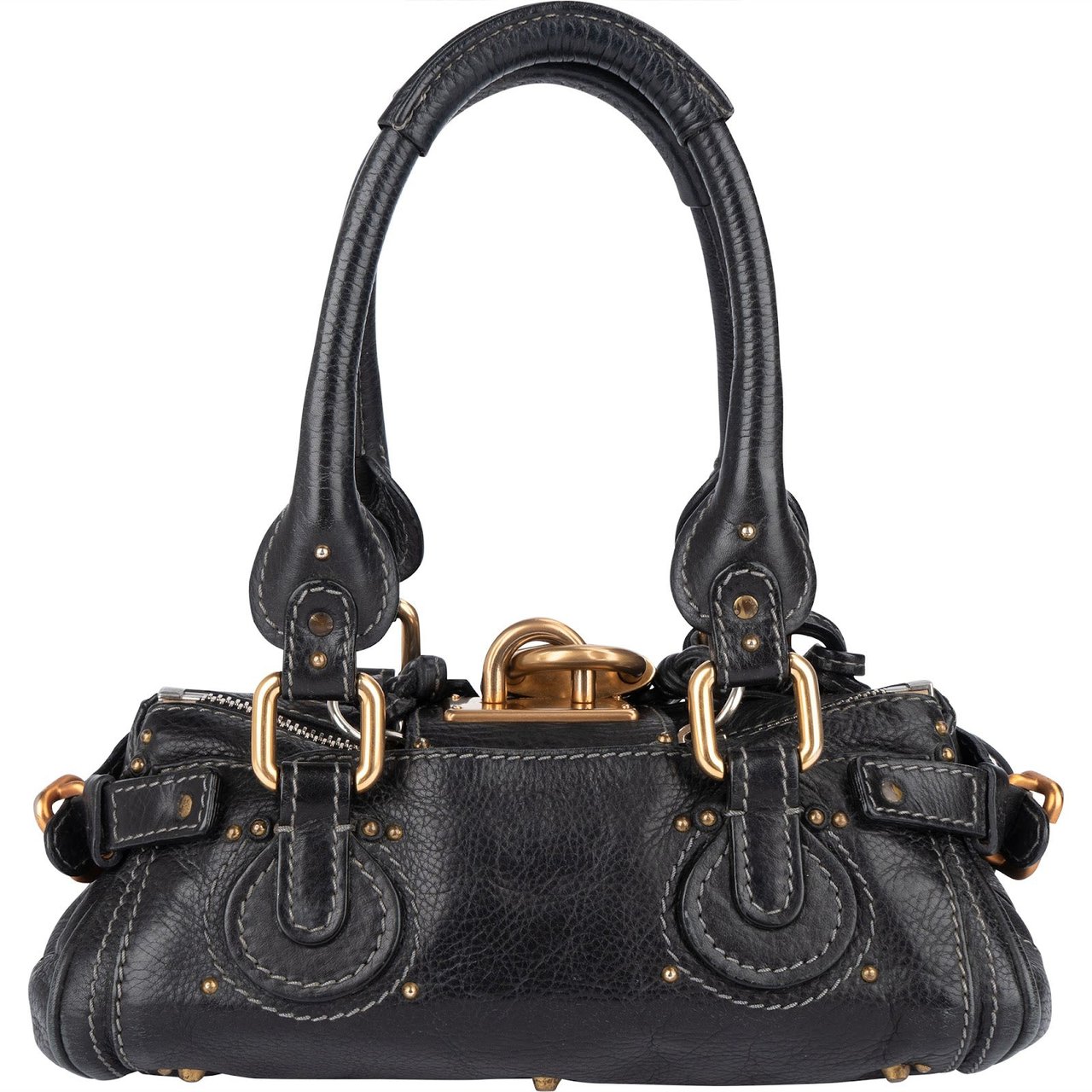 Chloé Chloé Grained Leather Small Paddington Satchel Handbag Zwart