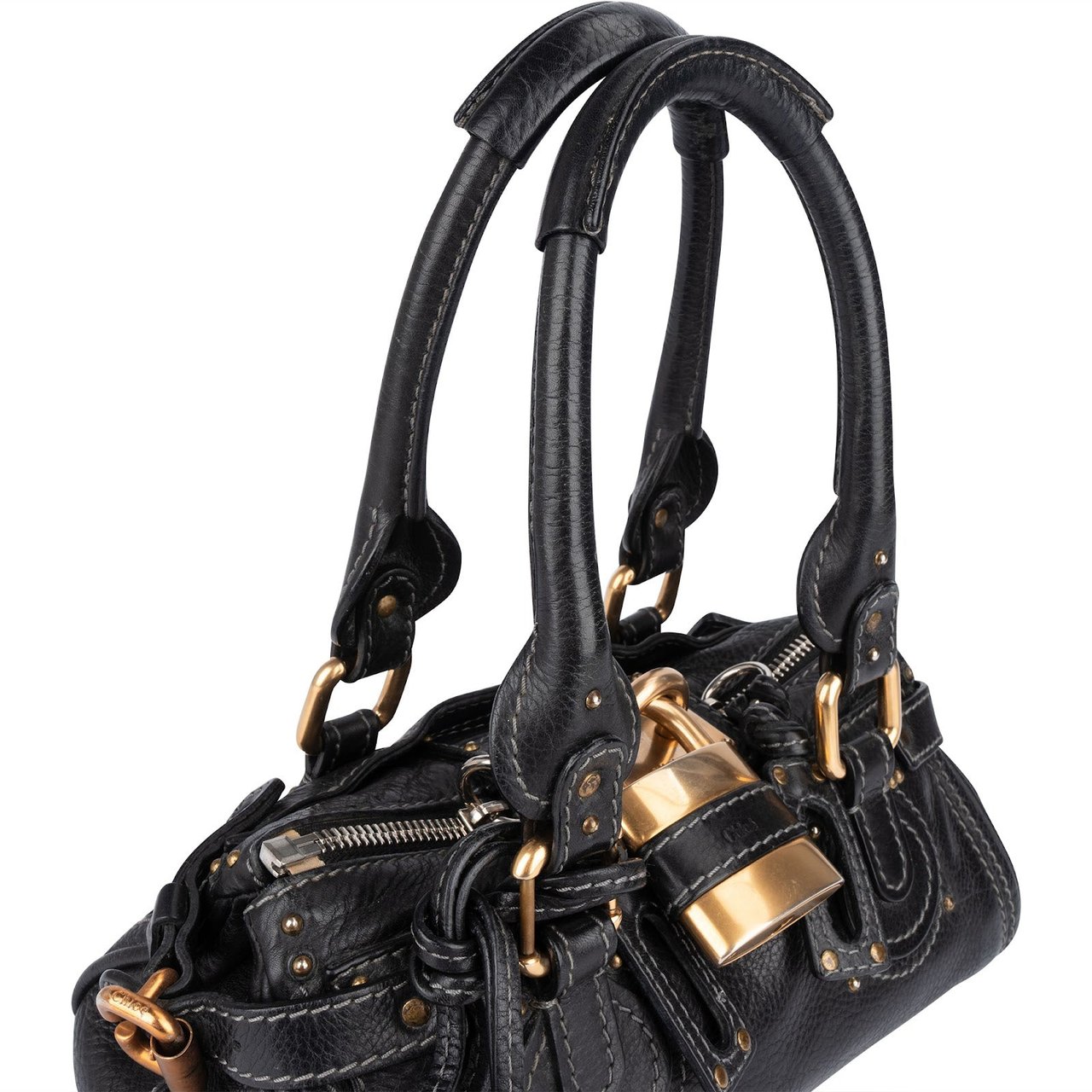 Chloé Chloé Grained Leather Small Paddington Satchel Handbag Zwart