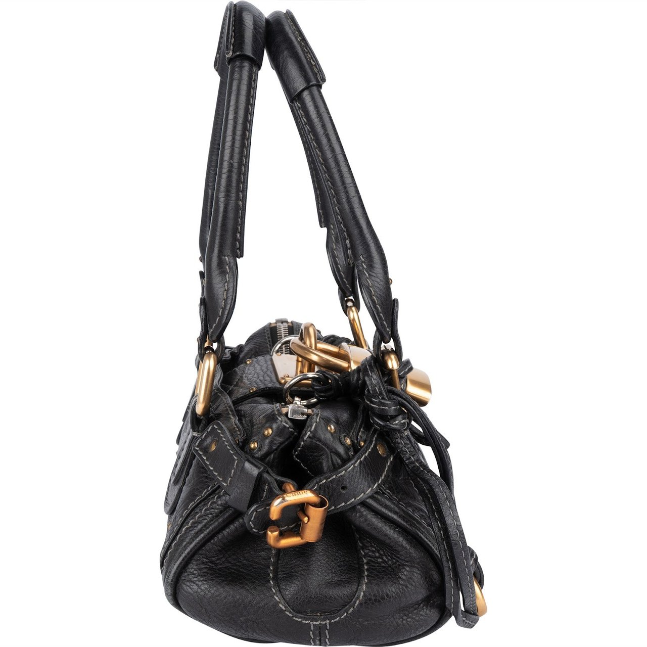 Chloé Chloé Grained Leather Small Paddington Satchel Handbag Zwart