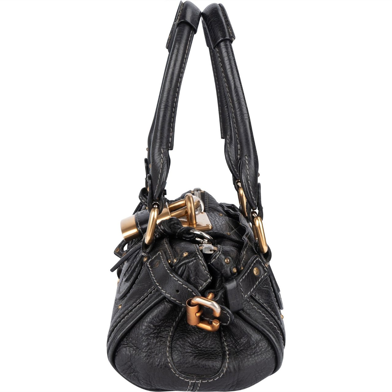 Chloé Chloé Grained Leather Small Paddington Satchel Handbag Zwart