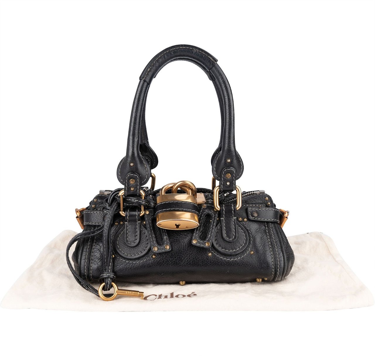 Chloé Chloé Grained Leather Small Paddington Satchel Handbag Zwart