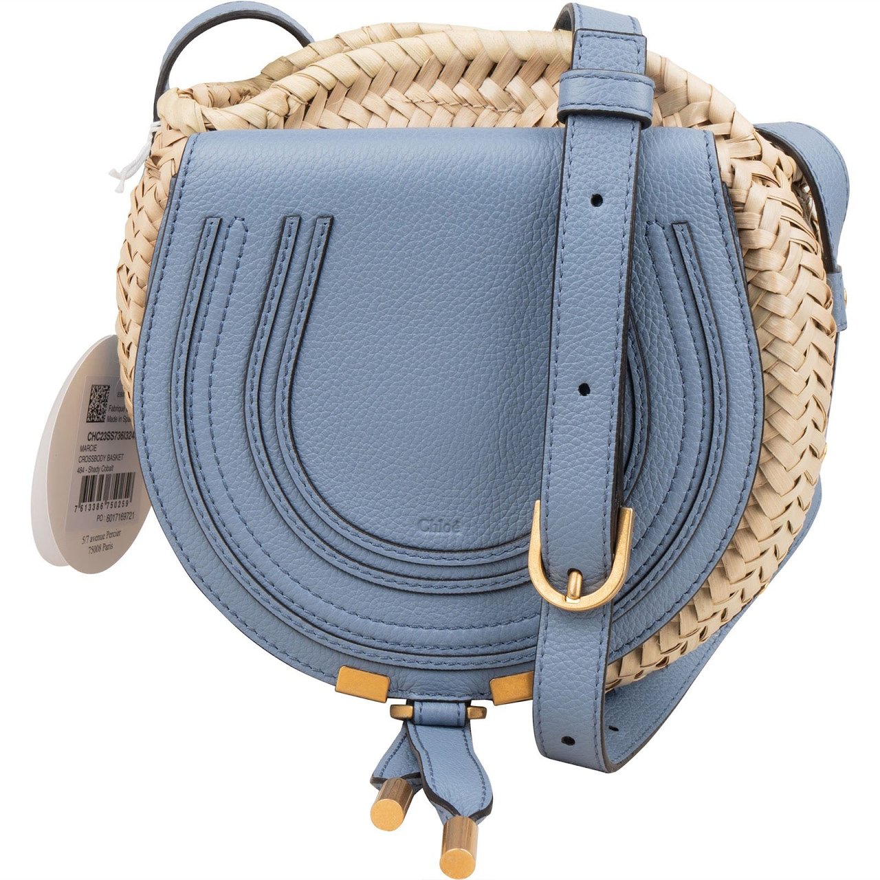 Chloé Chloé Marcie Basket Leather Crossbody Bag Beige