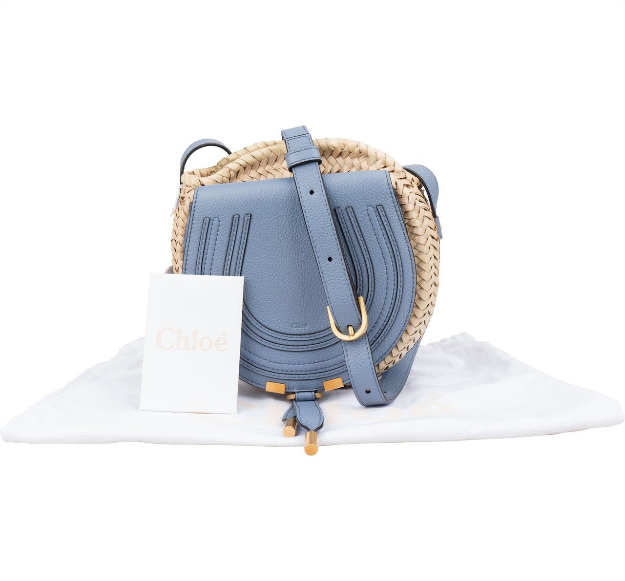Chloé Chloé Marcie Basket Leather Crossbody Bag Beige