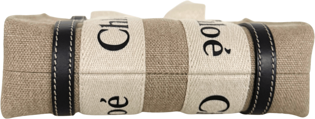 Chloé Chloé Woody Mini-Tote Bag aus Leinen Beige / neuwertig Beige