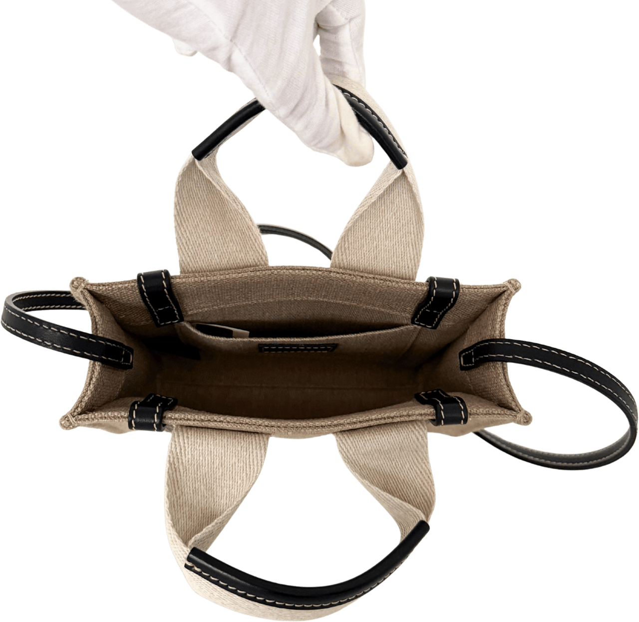 Chloé Chloé Woody Mini Tote Bag in Linen, Beige Beige