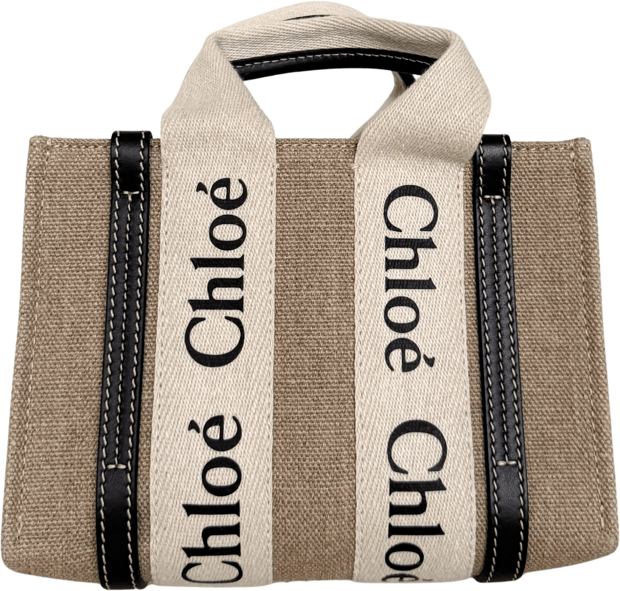 Chloé Chloé Woody Mini-Tote Bag aus Leinen Beige / neuwertig Beige